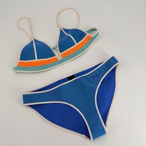 Triangl Blue Neoprene Bikini Swimsuit Swim Medium FLAW
